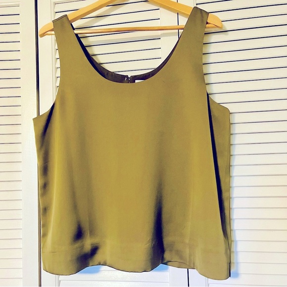 J. Crew Factory Tops - J. Crew Olive Green Silk Sleeveless Top